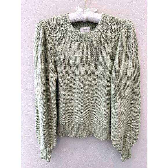 ARITZIA WILFRED | Atwood Sage Green Alpaca Knit Sweater Puff Sleeve | XXS - Picture 1 of 7